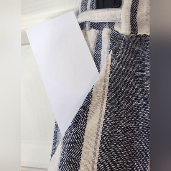 NWT April Kiss XL Striped White Gray Pockets LINEN Blend Wide Legs Women’s Pants - Picture 7 of 10
